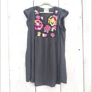 Savanna Jane Bloom Core Embroidered Boho Polka Dot Tunic Dress Women's 3X